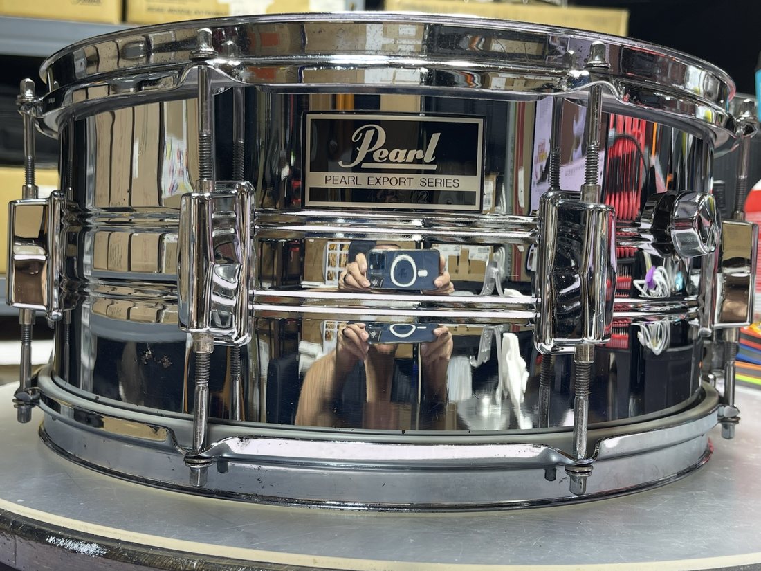 Pearl Export snare drum after restoration