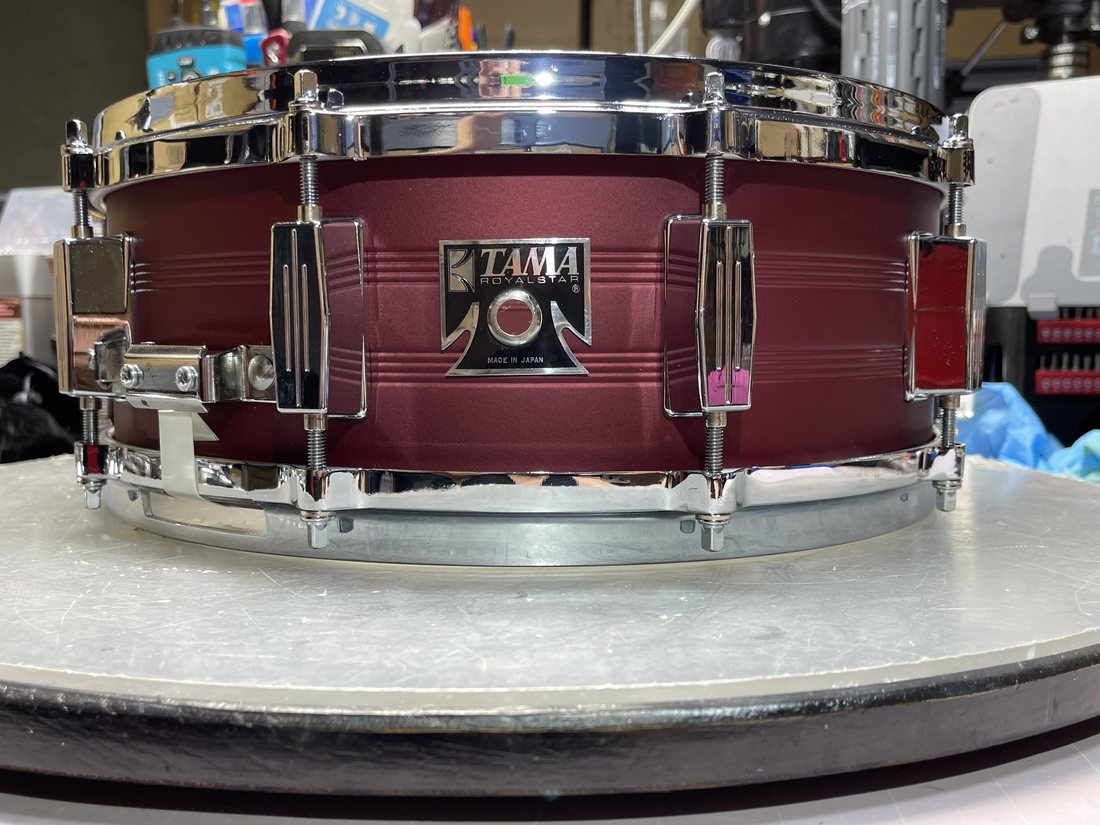 Tama Royalstar after burgundy satin powder coating